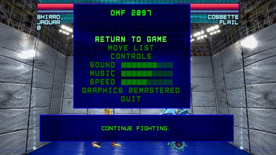 The pause menu, with move lists