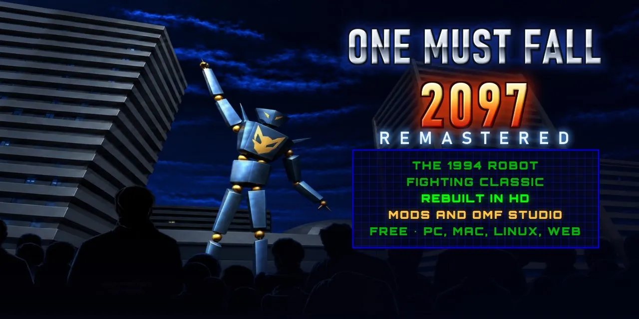 Banner: the robot, the logo and the game's pitch